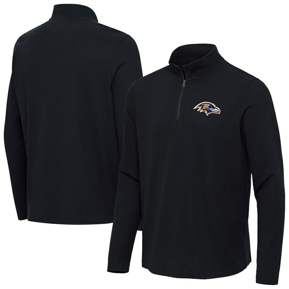 Baltimore Ravens Antigua Sync Tri-Blend Quarter-Zip Pullover Heather Black | NFL