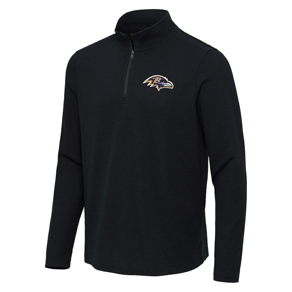 Baltimore Ravens Antigua Sync Tri-Blend Quarter-Zip Pullover Heather Black | NFL