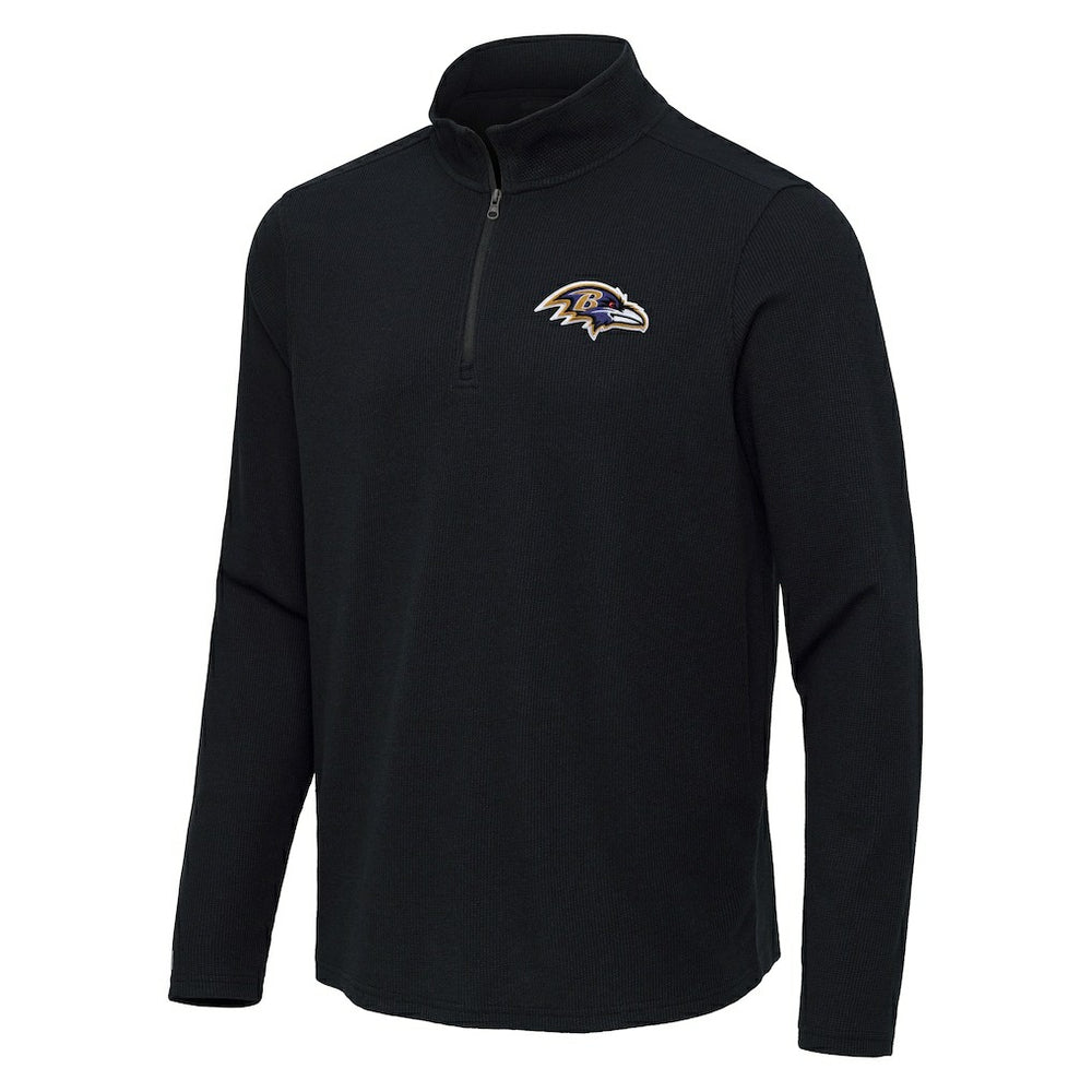 Baltimore Ravens Antigua Sync Tri-Blend Quarter-Zip Pullover Heather Black | NFL