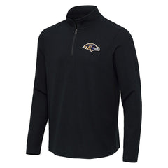 Baltimore Ravens Antigua Sync Tri-Blend Quarter-Zip Pullover Heather Black | NFL