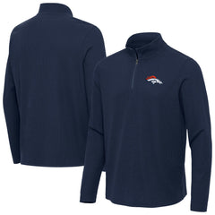 Denver Broncos Antigua Sync Tri-Blend Quarter-Zip Pullover Heather Navy | NFL