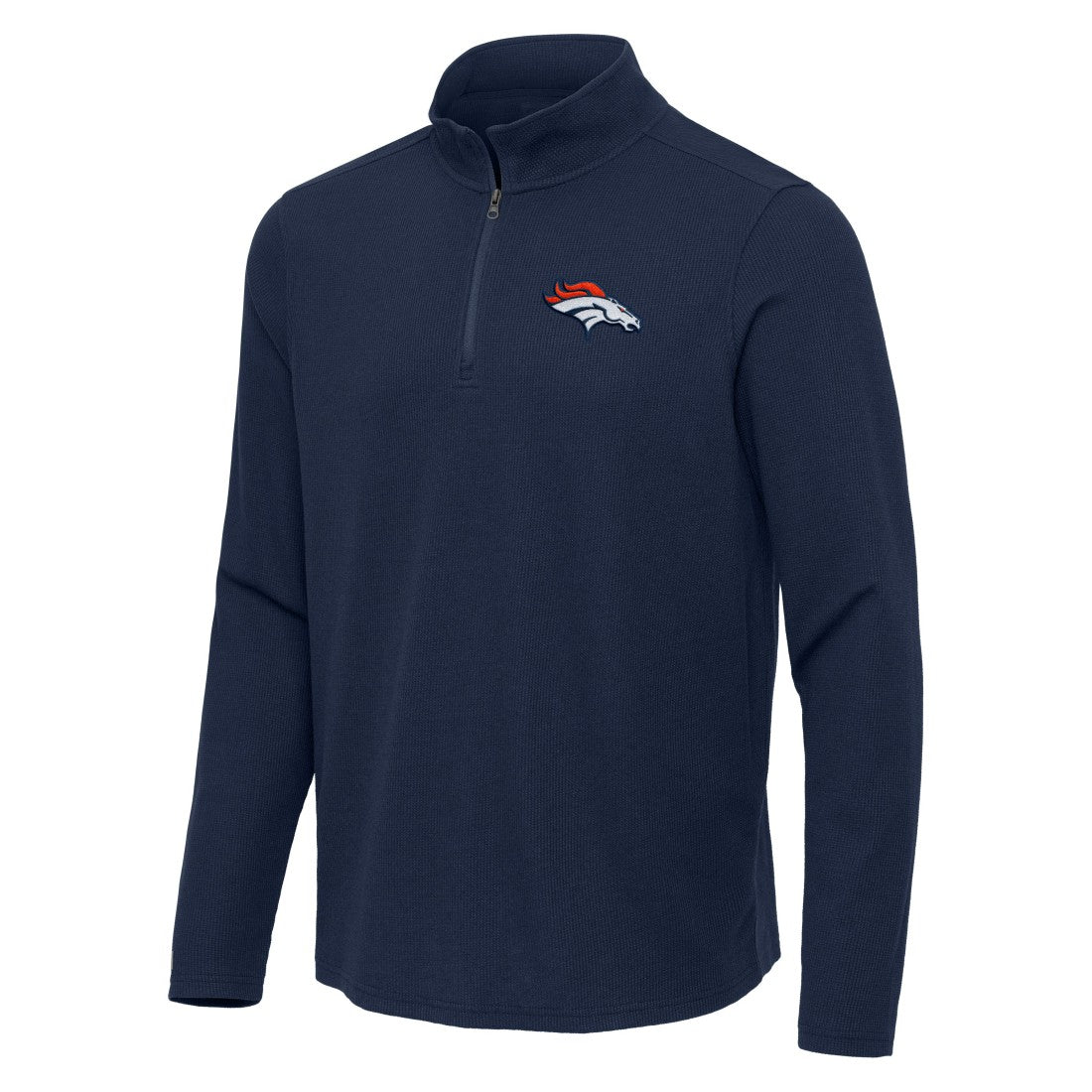 Denver Broncos Antigua Sync Tri-Blend Quarter-Zip Pullover Heather Navy | NFL