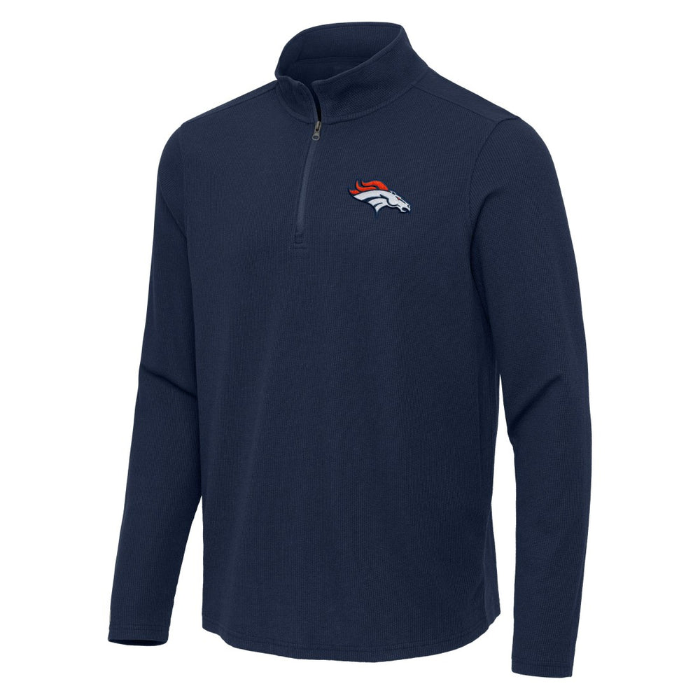 Denver Broncos Antigua Sync Tri-Blend Quarter-Zip Pullover Heather Navy | NFL