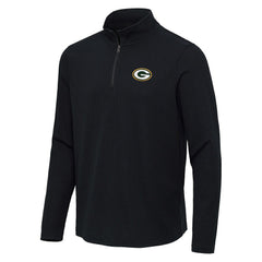 Green Bay Packers Antigua Sync Tri-Blend Quarter-Zip Pullover Heather Black | NFL