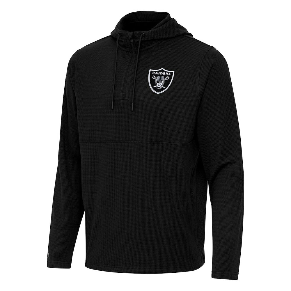Las Vegas Raiders Antigua Connected Quarter-Zip Pullover Hoodie Black | NFL