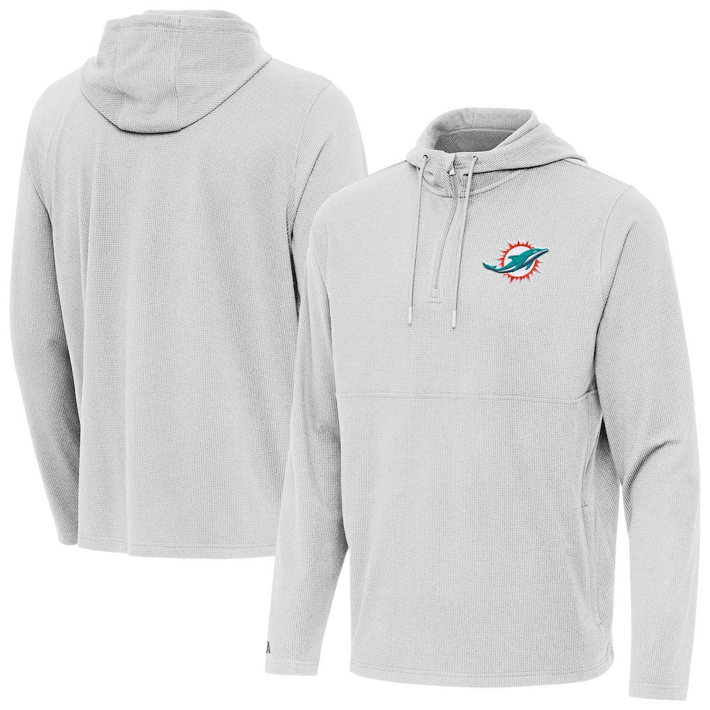 Miami Dolphins Antigua Connected Quarter-Zip Pullover Hoodie Gray | NFL