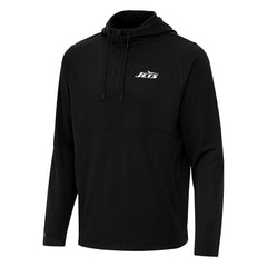 New York Jets Antigua Connected Quarter-Zip Pullover Hoodie Black | NFL