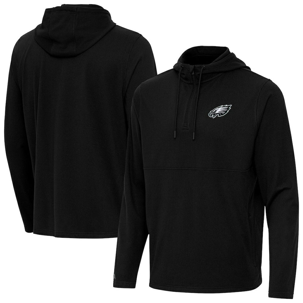 Philadelphia Eagles Antigua Connected Quarter-Zip Pullover Hoodie Black | NFL