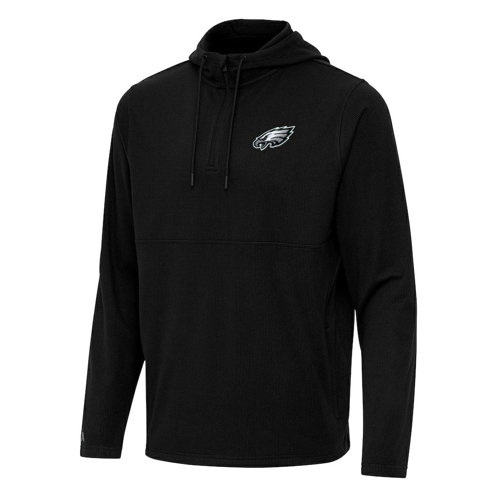 Philadelphia Eagles Antigua Connected Quarter-Zip Pullover Hoodie Black | NFL