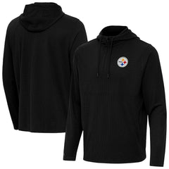 Pittsburgh Steelers Antigua Connected Quarter-Zip Pullover Hoodie Black | NFL