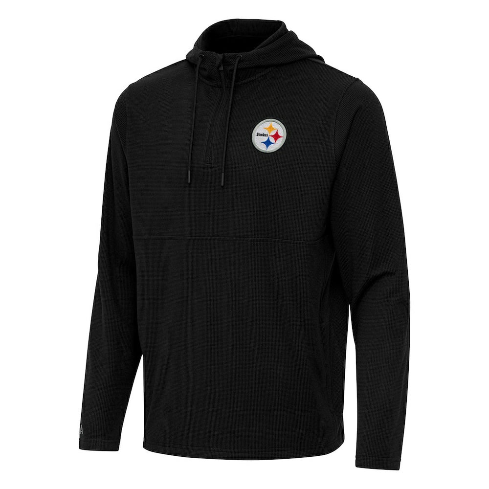 Pittsburgh Steelers Antigua Connected Quarter-Zip Pullover Hoodie Black | NFL
