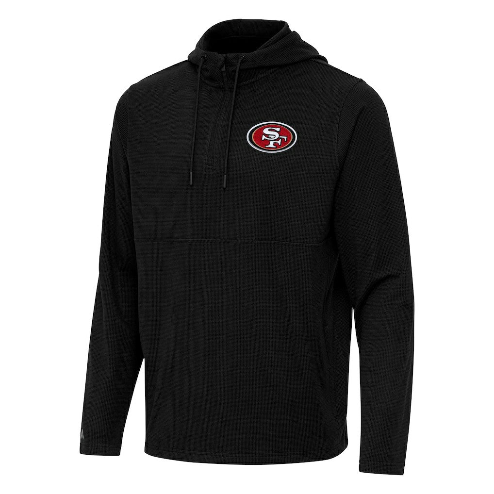San Francisco 49ers Antigua Connected Quarter-Zip Pullover Hoodie Black | NFL