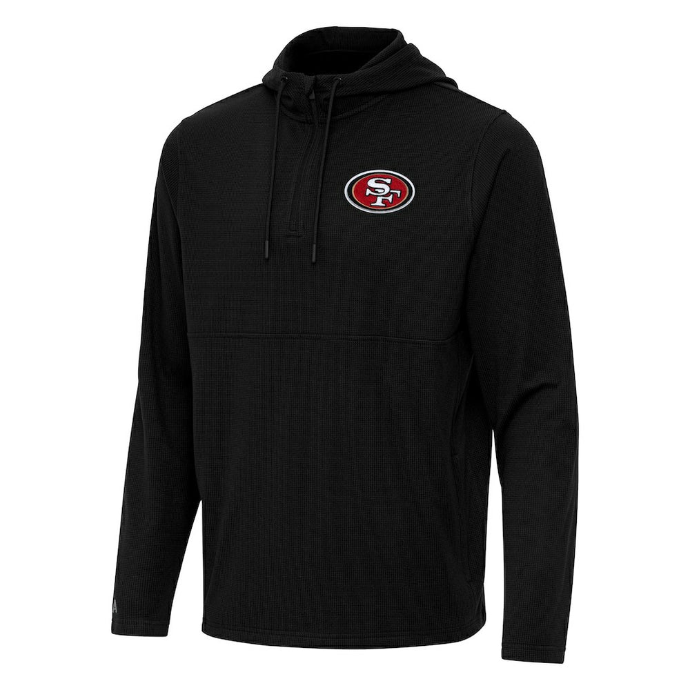 San Francisco 49ers Antigua Connected Quarter-Zip Pullover Hoodie Black | NFL