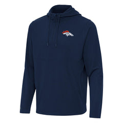 Denver Broncos Antigua Connected Quarter-Zip Pullover Hoodie Navy | NFL