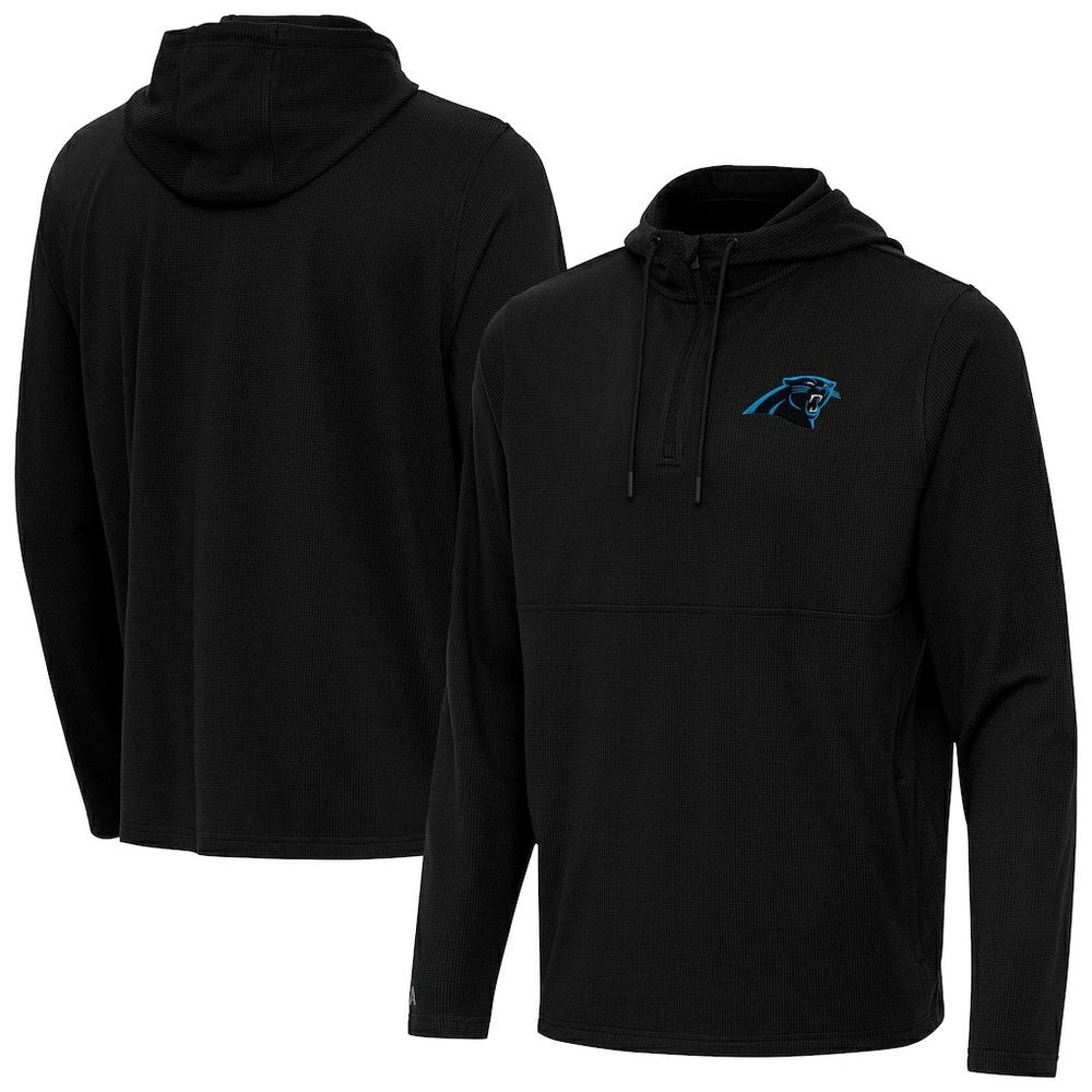 Carolina Panthers Antigua Connected Quarter-Zip Pullover Hoodie Black | NFL