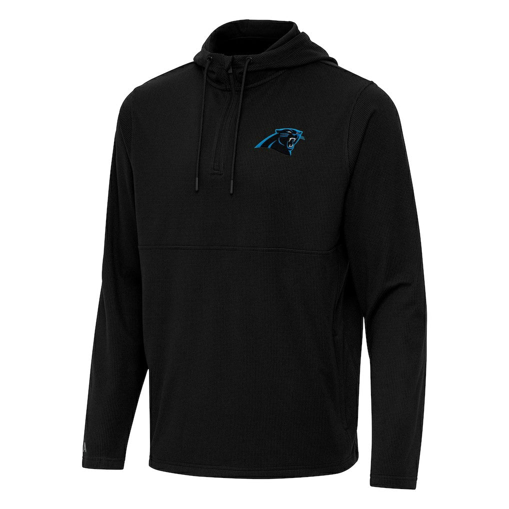 Carolina Panthers Antigua Connected Quarter-Zip Pullover Hoodie Black | NFL