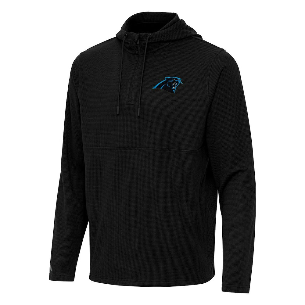 Carolina Panthers Antigua Connected Quarter-Zip Pullover Hoodie Black | NFL