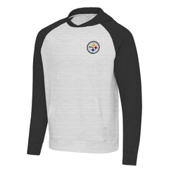 Pittsburgh Steelers Antigua Urgent Pullover Hoodie Black/Heather Gray | NFL