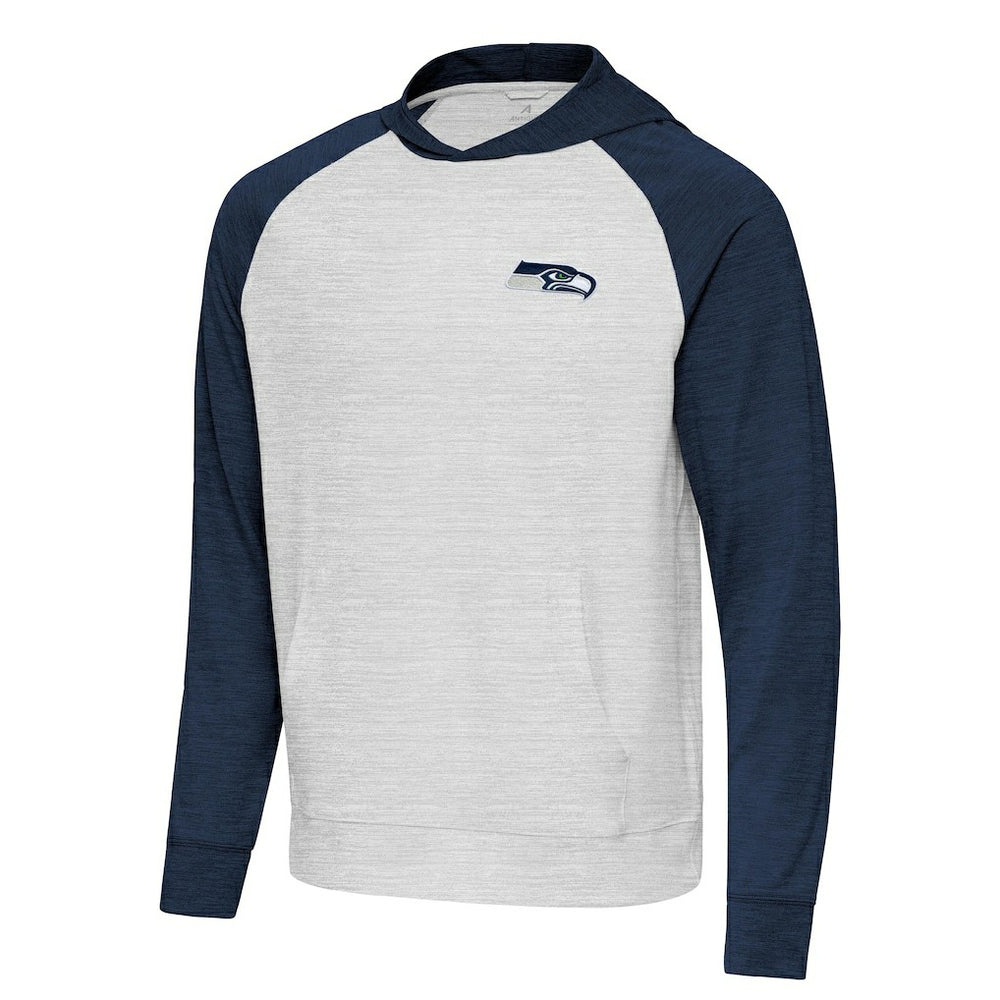 Seattle Seahawks Antigua Urgent Pullover Hoodie Heather College Navy/Gray | NFL