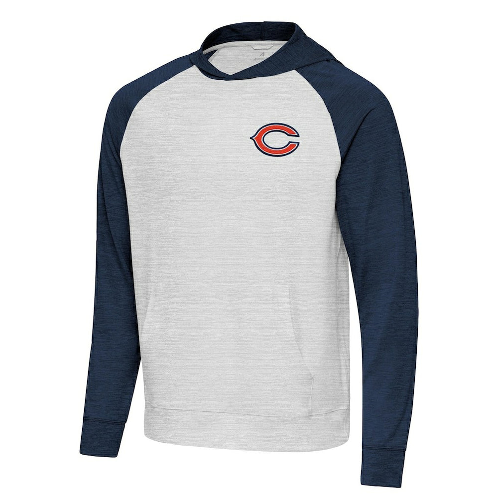 Chicago Bears Antigua Urgent Pullover Hoodie Heather Navy/Gray | NFL
