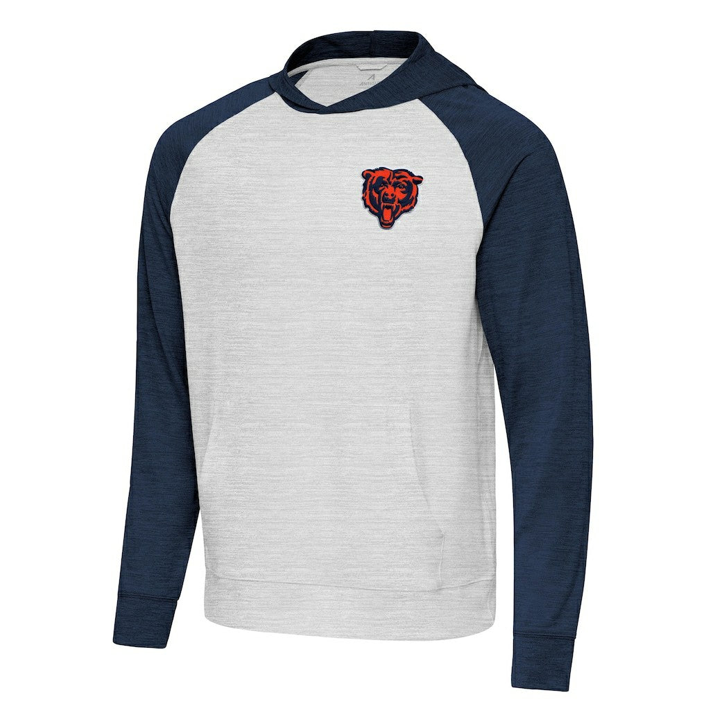 Chicago Bears Antigua Urgent Pullover Hoodie Heather Navy/Gray | NFL