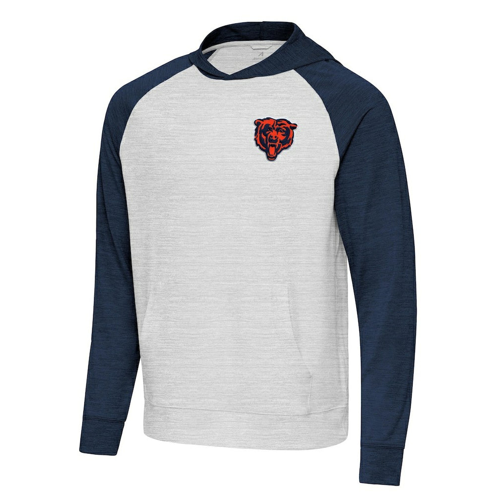 Chicago Bears Antigua Urgent Pullover Hoodie Heather Navy/Gray | NFL