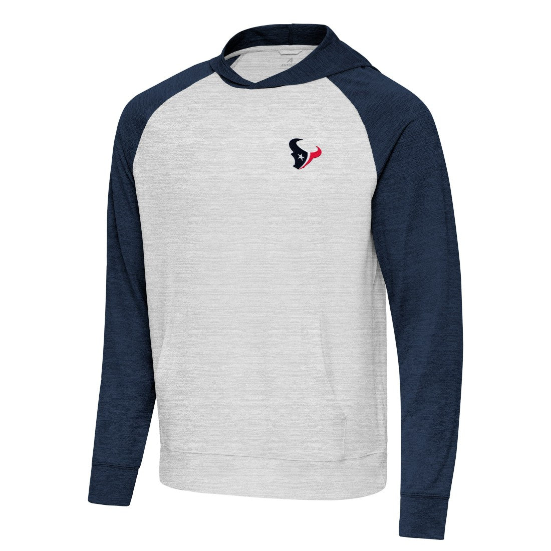 Houston Texans Antigua Urgent Pullover Hoodie Heather Navy/Gray | NFL
