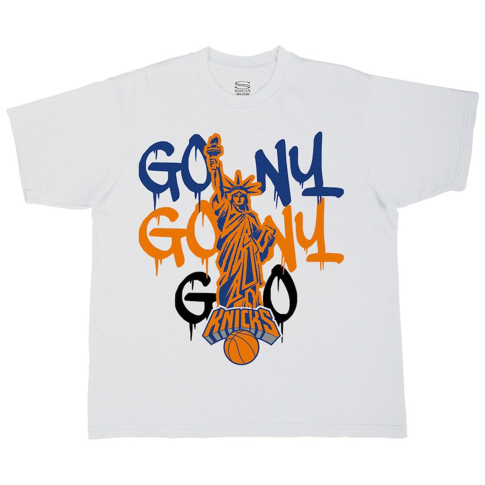 New York Knicks Stadium Essentials Unisex Oversized Go NY Go T-Shirt White - NBA