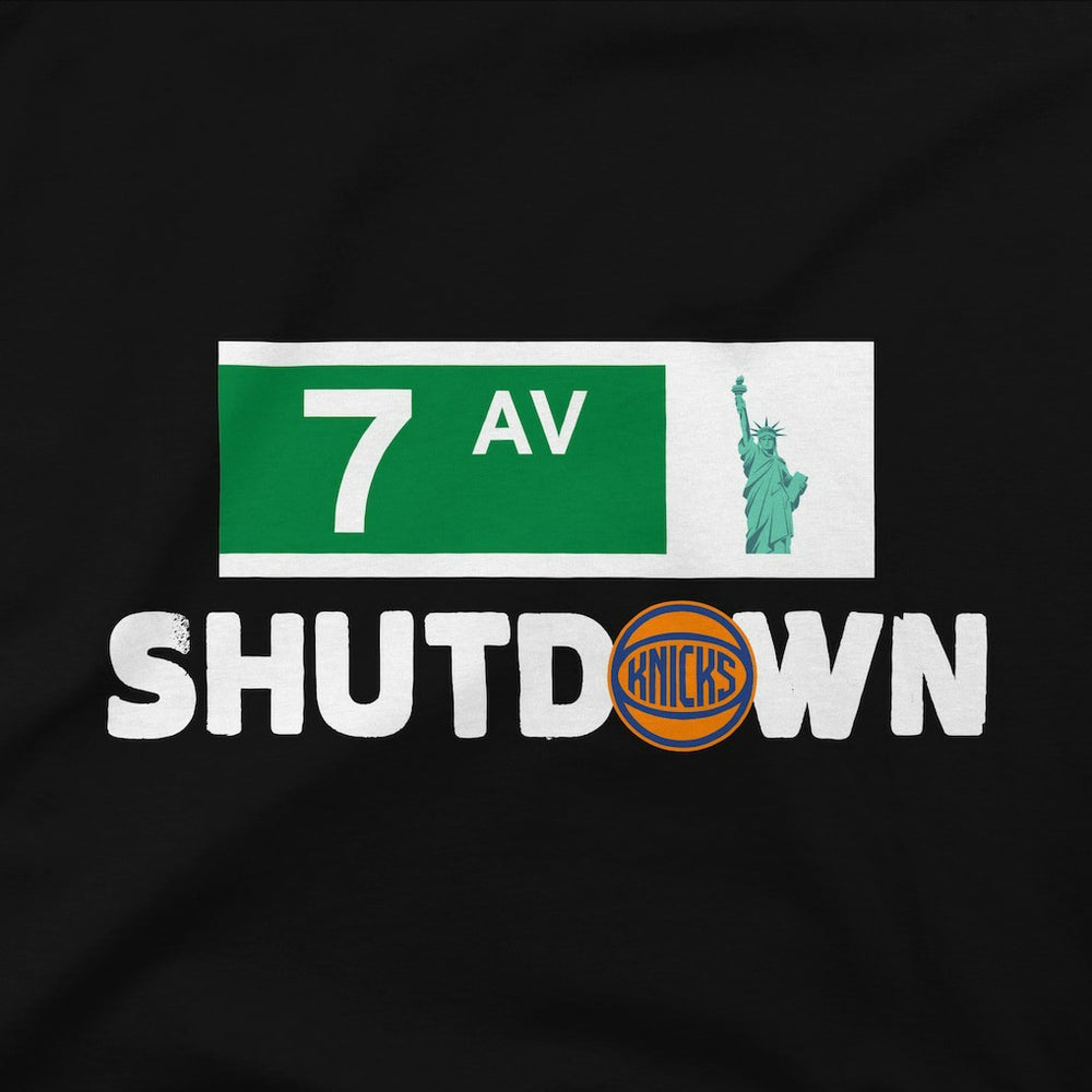 New York Knicks Stadium Essentials 7th Avenue Shutdown T-Shirt Black - NBA