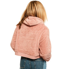 Green Bay Packers Jill Martin Women's Tonal Sherpa Cropped Hoodie Pink | NFL