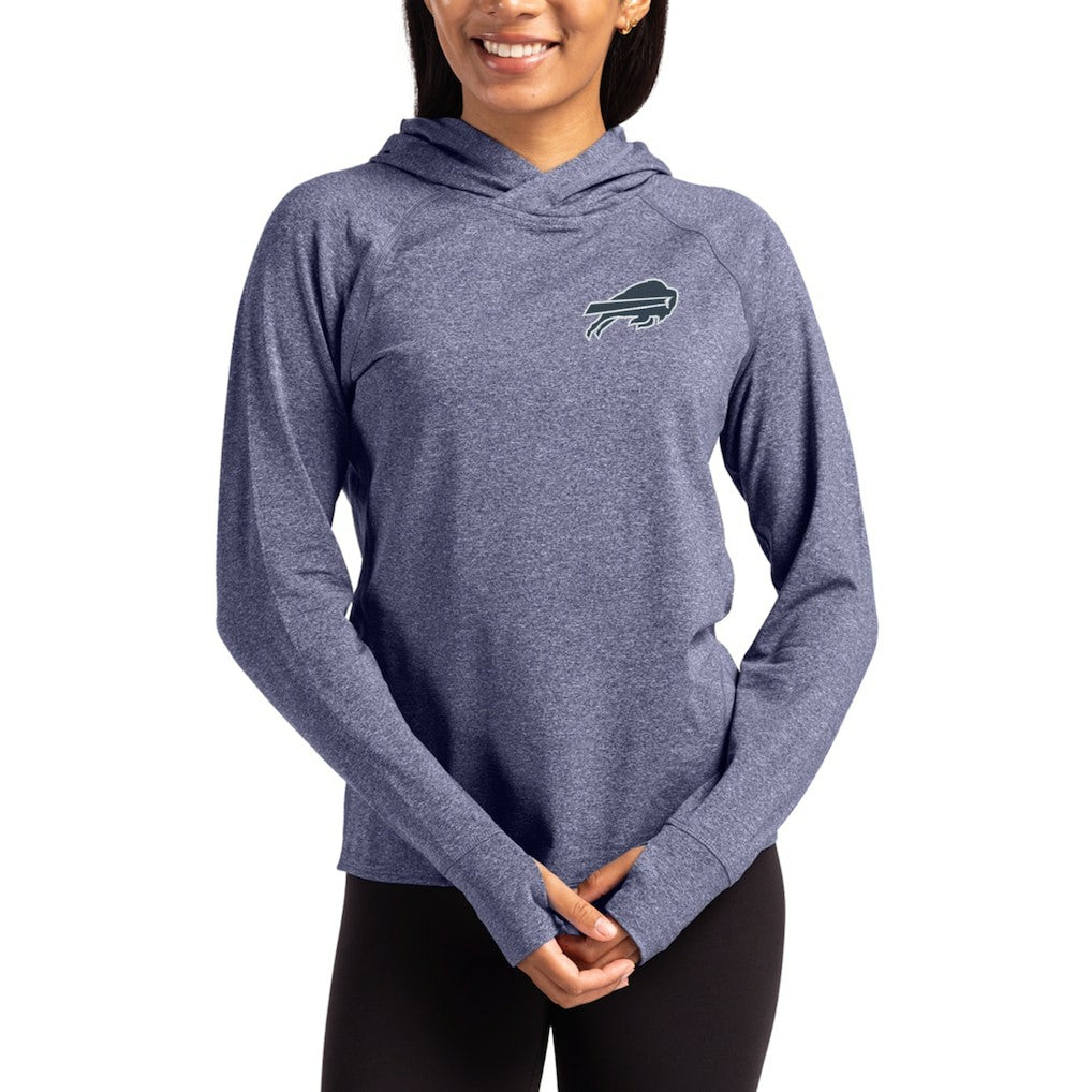 Buffalo Bills Cutter & Buck Women's Tonal Logo Adapt Knit Recycled Raglan Pullover Hoodie Heather Navy | NFL