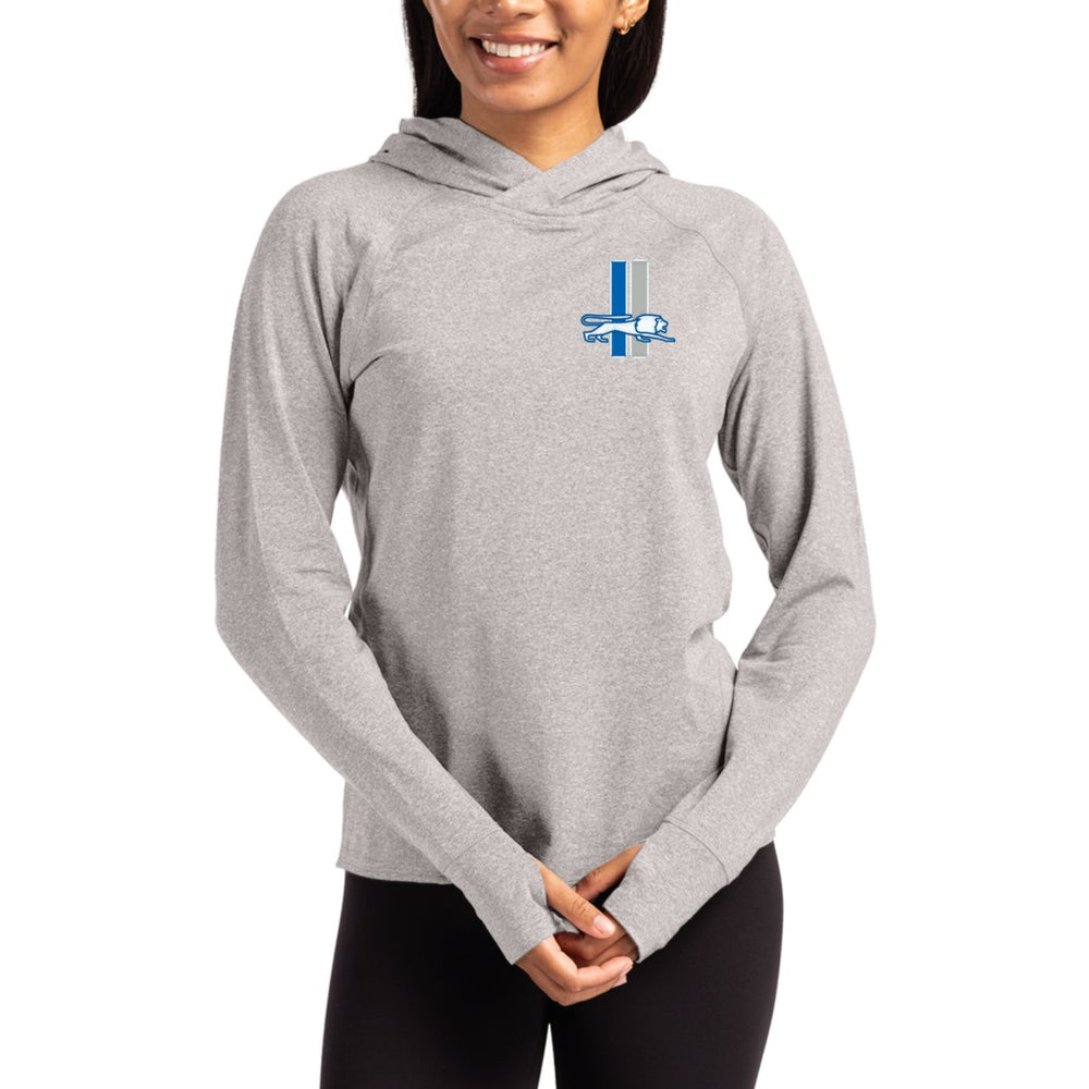 Detroit Lions Cutter & Buck Women's Throwback Logo Adapt Knit Recycled Raglan Pullover Hoodie Heather Gray | NFL
