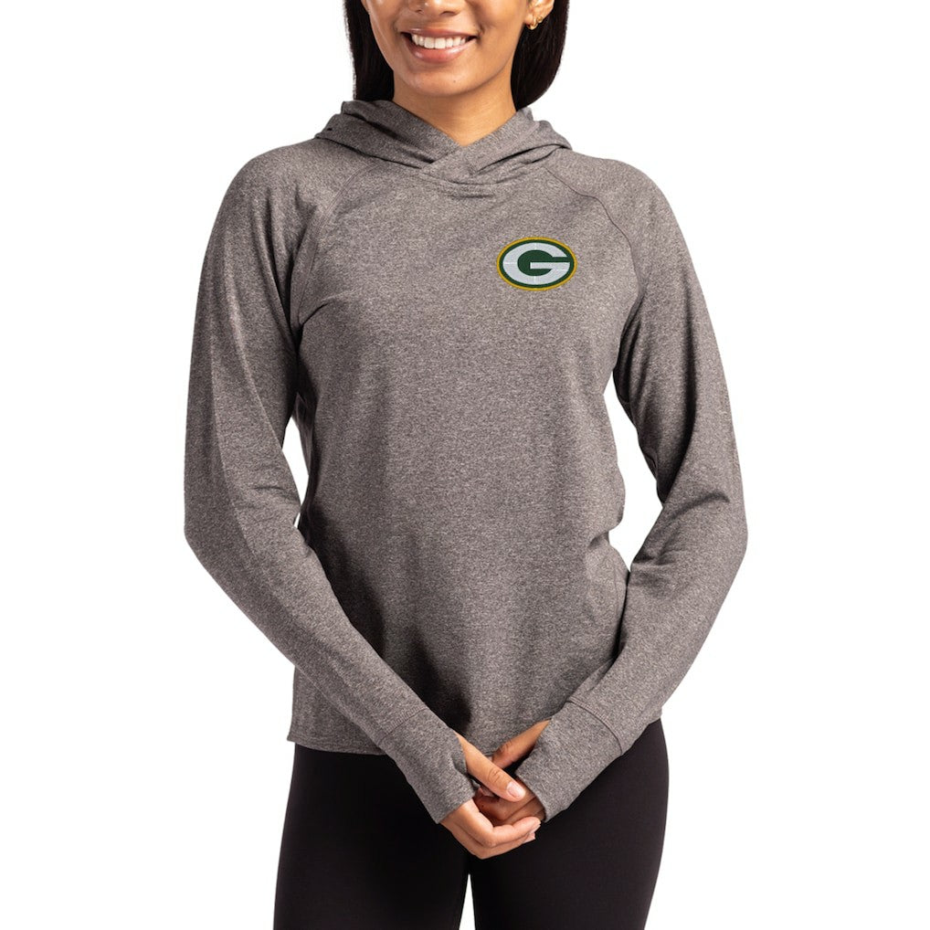 Green Bay Packers Cutter & Buck Women's Primary Logo Adapt Knit Recycled Raglan Pullover Hoodie Heather Charcoal | NFL