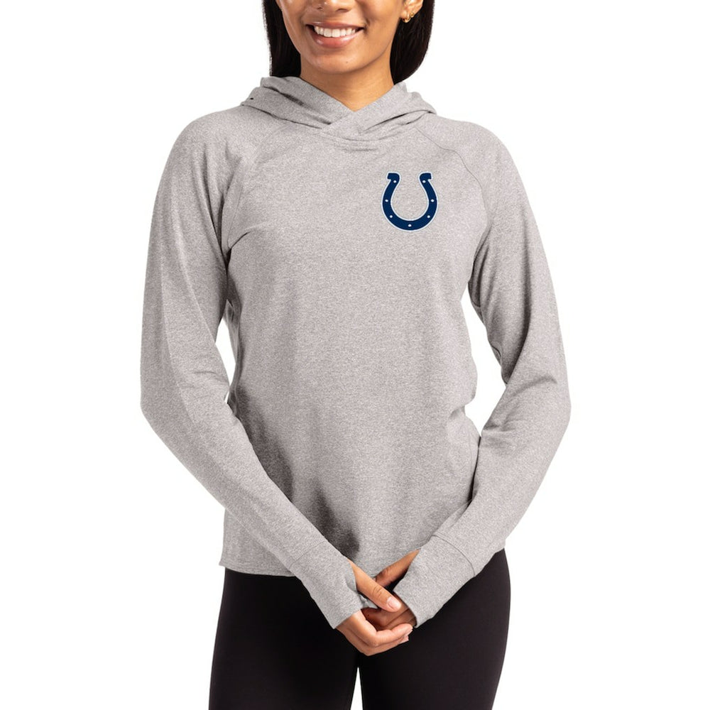 Indianapolis Colts Cutter & Buck Women's Primary Logo Adapt Knit Recycled Raglan Pullover Hoodie Heather Gray | NFL