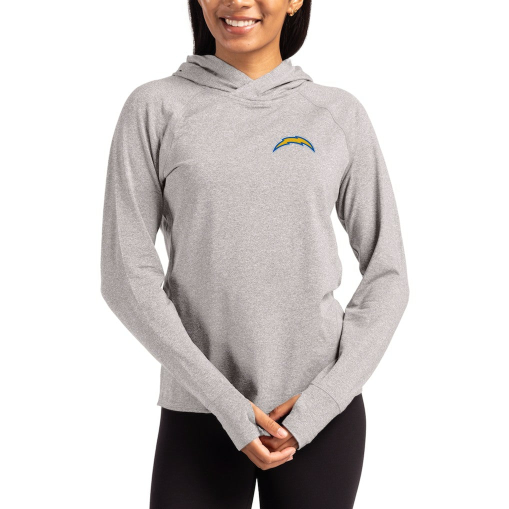 Los Angeles Chargers Cutter & Buck Women's Primary Logo Adapt Knit Recycled Raglan Pullover Hoodie Heather Gray | NFL