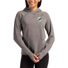 Miami Dolphins Cutter & Buck Women's Primary Logo Adapt Knit Recycled Raglan Pullover Hoodie Heather Charcoal | NFL