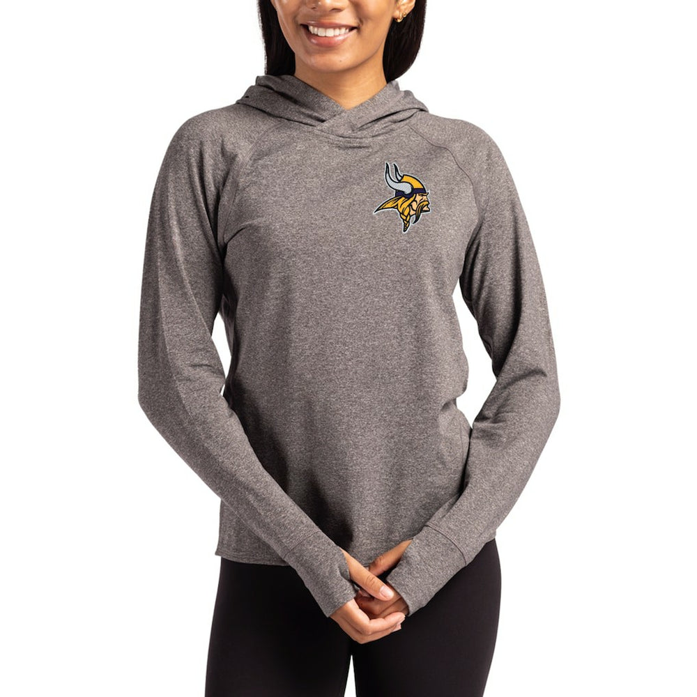 Minnesota Vikings Cutter & Buck Women's Primary Logo Adapt Knit Recycled Raglan Pullover Hoodie Heather Charcoal | NFL