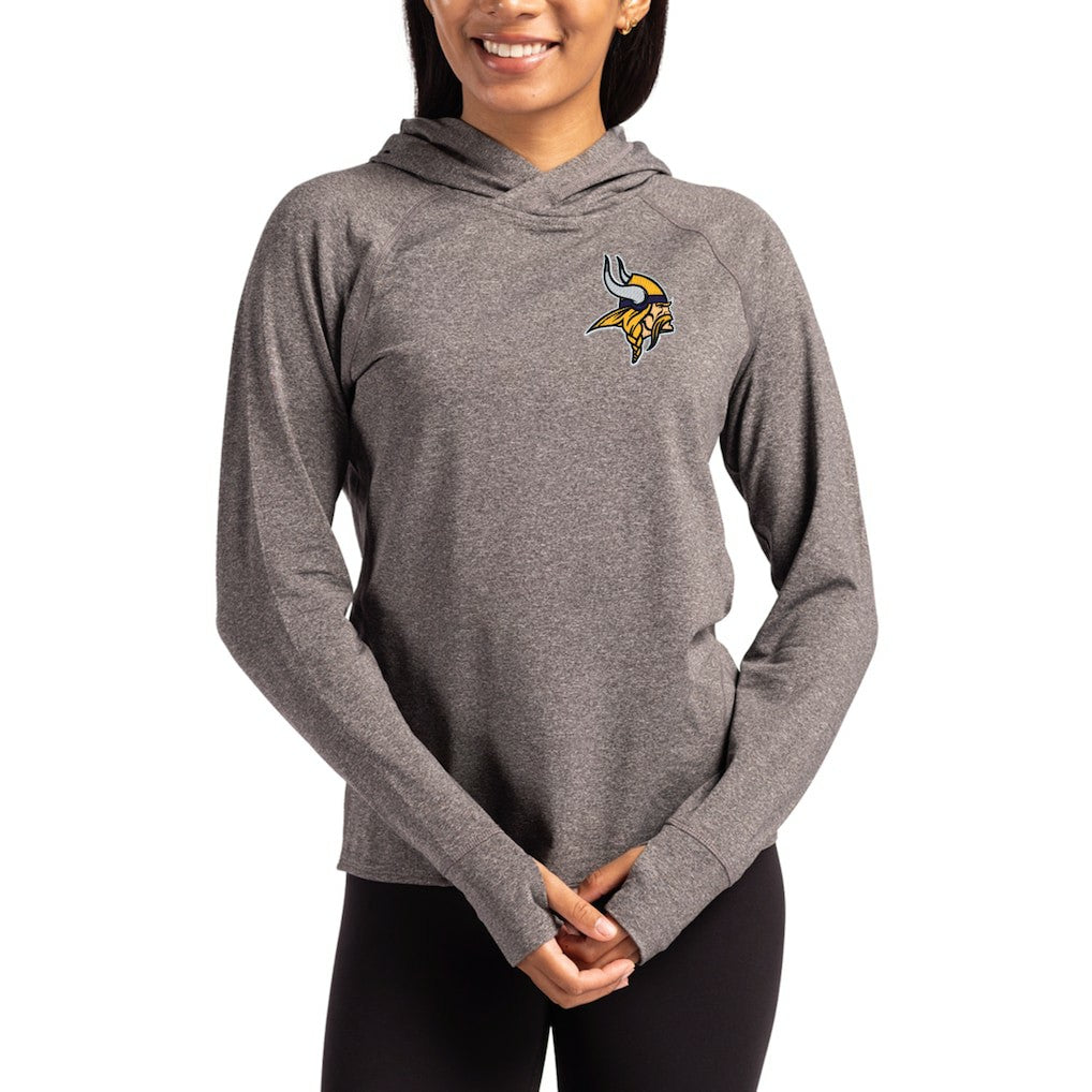 Minnesota Vikings Cutter & Buck Women's Primary Logo Adapt Knit Recycled Raglan Pullover Hoodie Heather Charcoal | NFL