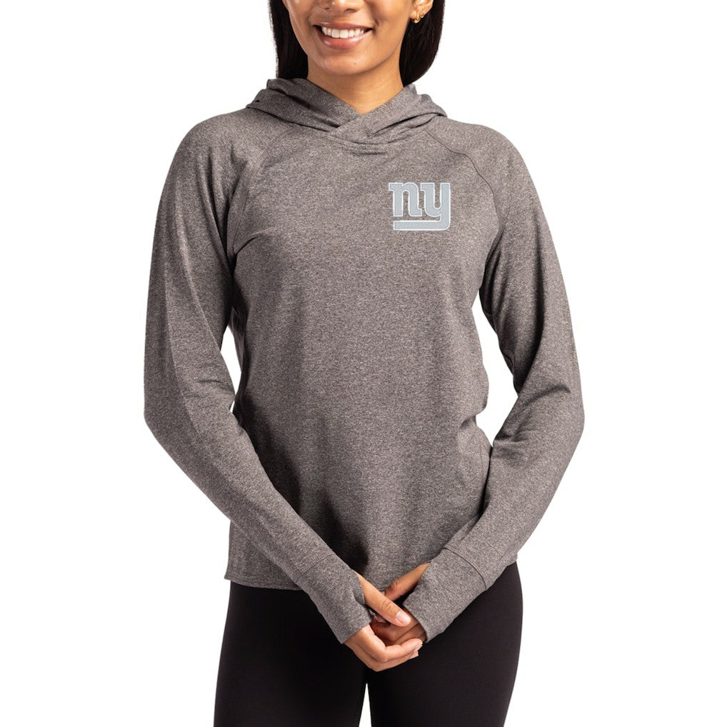 New York Giants Cutter & Buck Women's Primary Logo Adapt Knit Recycled Raglan Pullover Hoodie Heather Charcoal | NFL