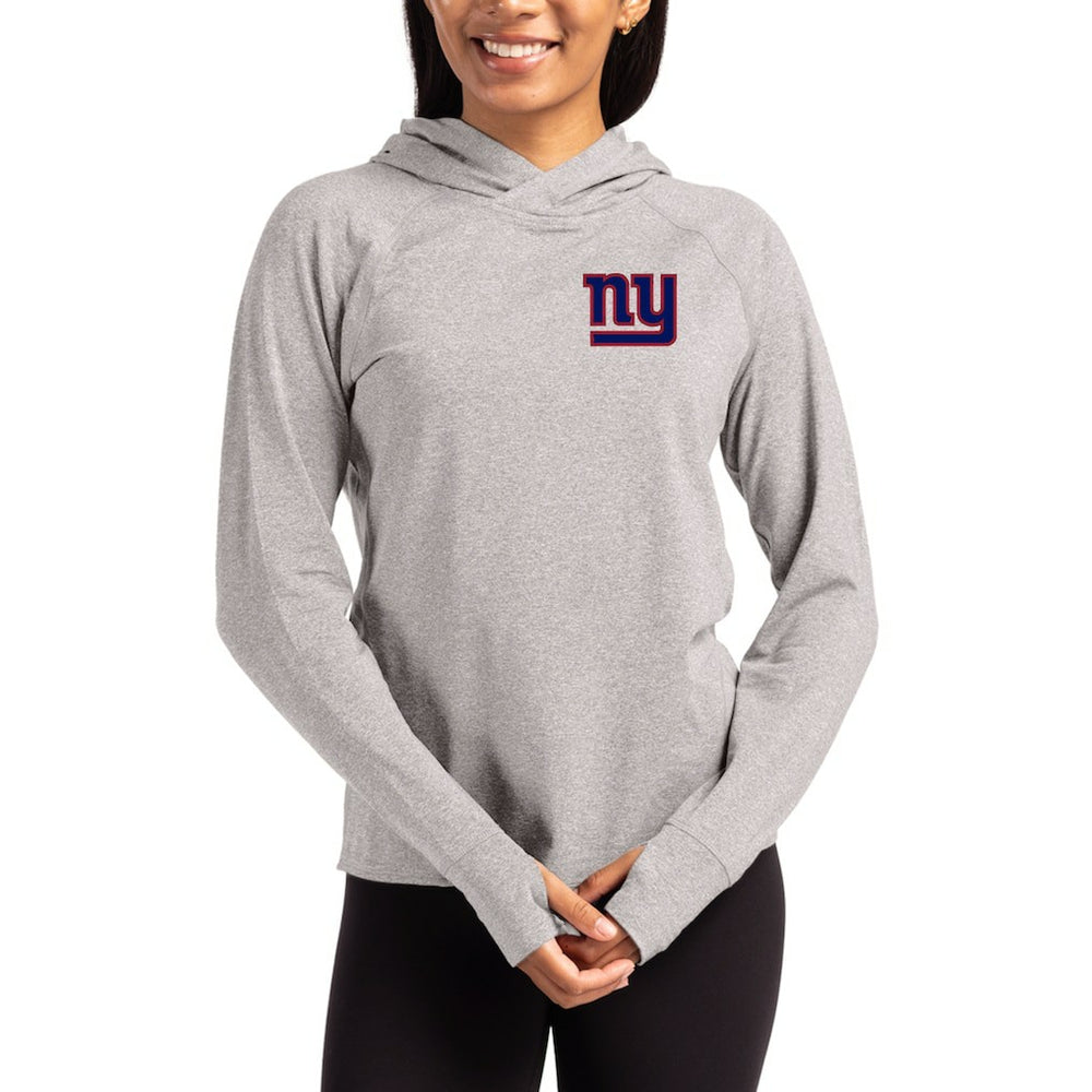 New York Giants Cutter & Buck Women's Primary Logo Adapt Knit Recycled Raglan Pullover Hoodie Heather Gray | NFL