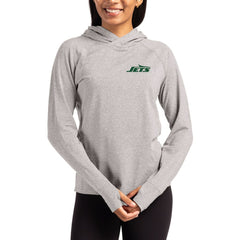 New York Jets Cutter & Buck Women's Primary Logo Adapt Knit Recycled Raglan Pullover Hoodie Heather Gray | NFL