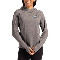 Philadelphia Eagles Cutter & Buck Women's Tonal Logo Adapt Knit Recycled Raglan Pullover Hoodie Heather Charcoal | NFL