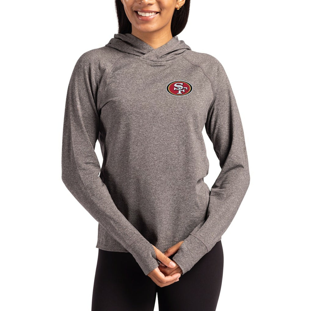 San Francisco 49ers Cutter & Buck Women's Primary Logo Adapt Knit Recycled Raglan Pullover Hoodie Heather Charcoal | NFL