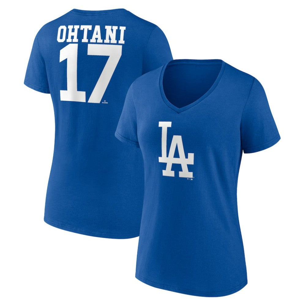 Shohei Ohtani Los Angeles Dodgers Women's Player Name & Number V-Neck T-Shirt - MLB