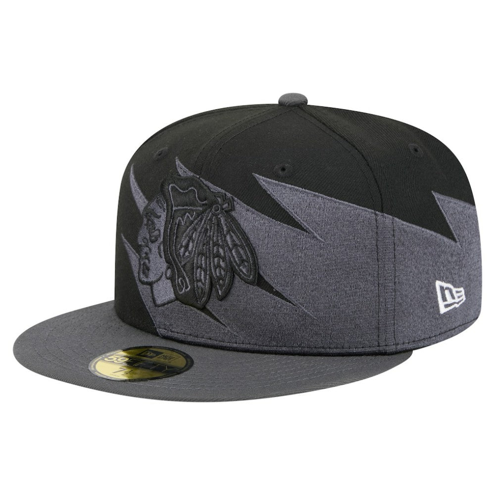 Chicago Blackhawks New Era Spikes 59FIFTY Fitted Hat - Black - NHL