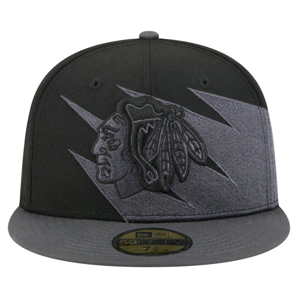 Chicago Blackhawks New Era Spikes 59FIFTY Fitted Hat - Black - NHL