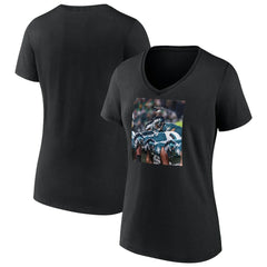 Philadelphia Eagles Women's Push On V-Neck T-Shirt Black | NFL