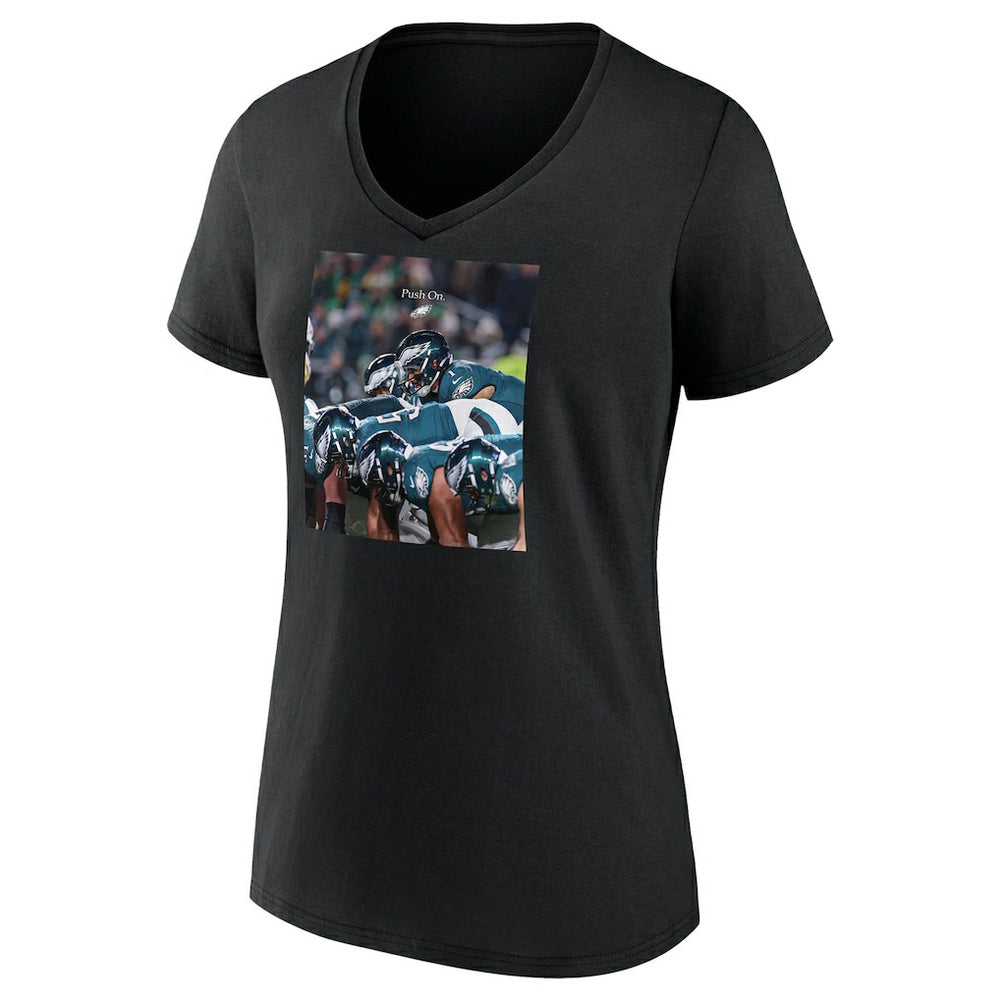Philadelphia Eagles Women's Push On V-Neck T-Shirt Black | NFL
