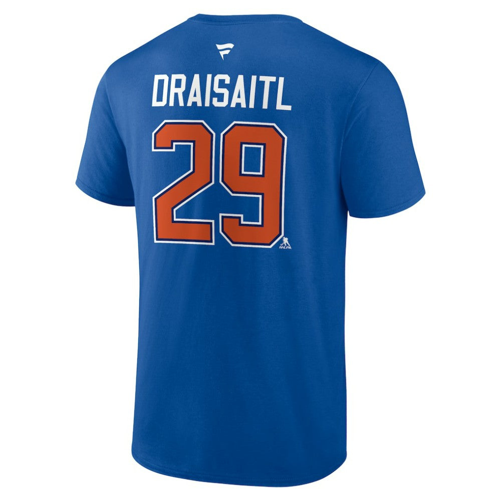 Leon Draisaitl Edmonton Oilers Fanatics Authentic Stack Name & Number T-Shirt - Royal - NHL