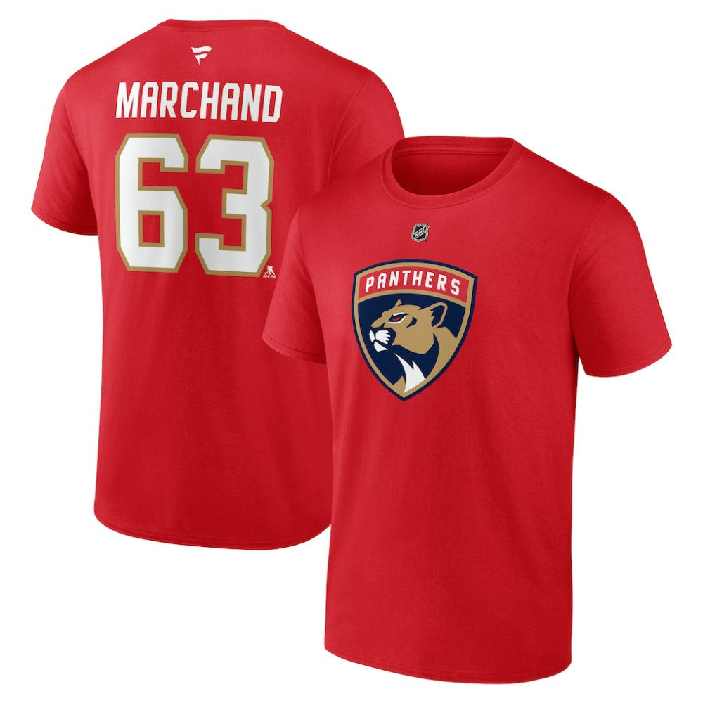 Brad Marchand Florida Panthers Fanatics Authentic Stack Name & Number T-Shirt - Red - NHL